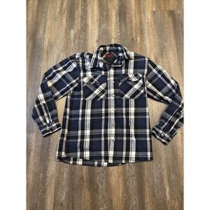 Five Brother Men's Medium Plaid Long Sleeve Flannel Shirt Snap Button